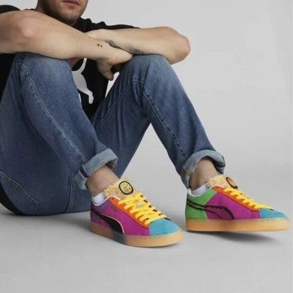 Puma Suede Lace Up Shoes Sunblaze Multicolor Men’s 11.5 Pink Yellow Blue - Picture 1 of 13